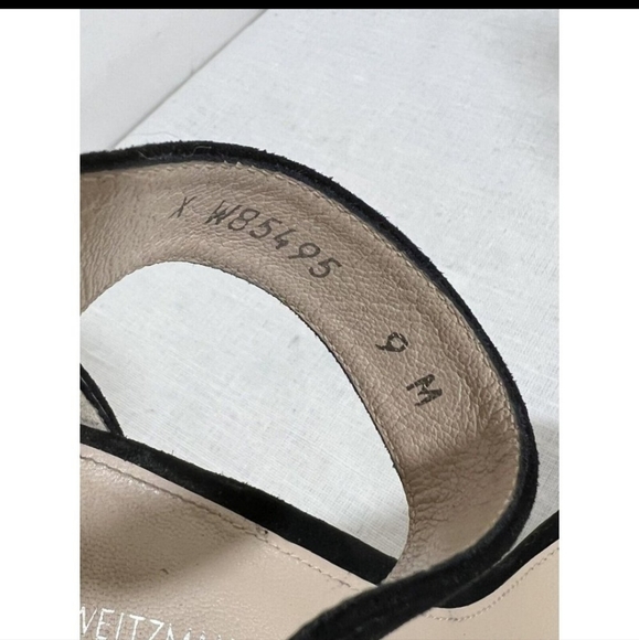 ๐ Stuart Weitzman Women's Backupplat Black Suede Platform High-Heel Sandals 9 M - Picture 8 of 13